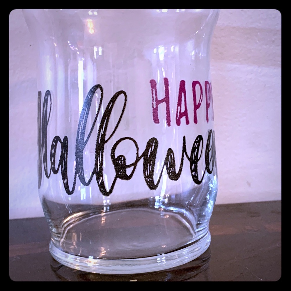 Happy Halloween Hurricane Glass Candleholder